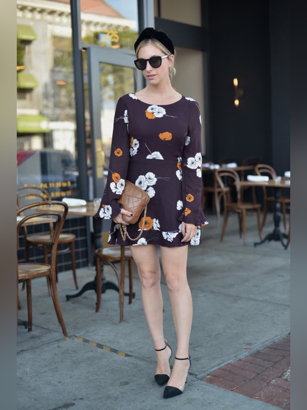 Cupcakes and Cashmere Leena Floral Mini Dress Size 4 NWT Aubergine Poppy Ruffle
